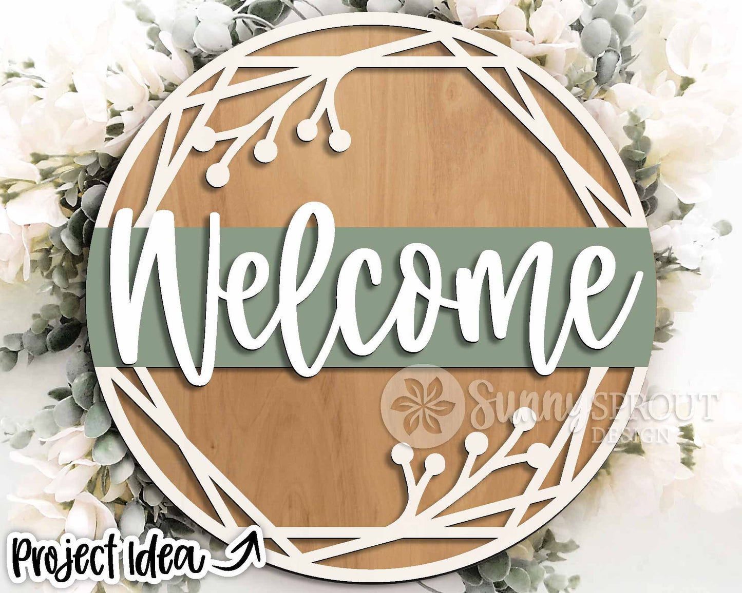 Geometric Hexagon Welcome Sign, Digital Download, SVG Laser Cut File, Cricut, Farmhouse Round Door Hanger Design