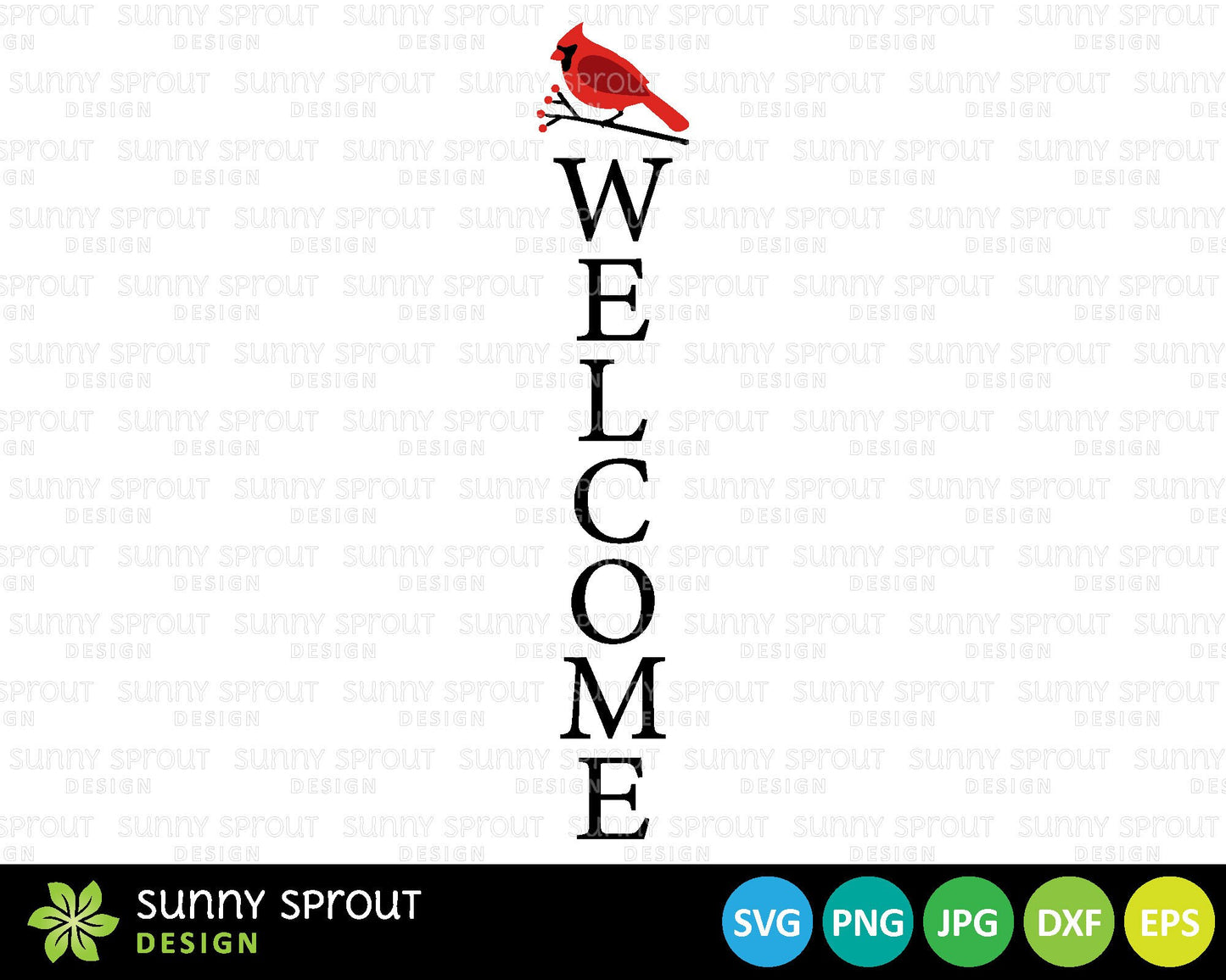Cardinal Welcome Porch Sign SVG, Digital Download, Cricut Cut File, Silhouette, Winter Front Door Leaner Design