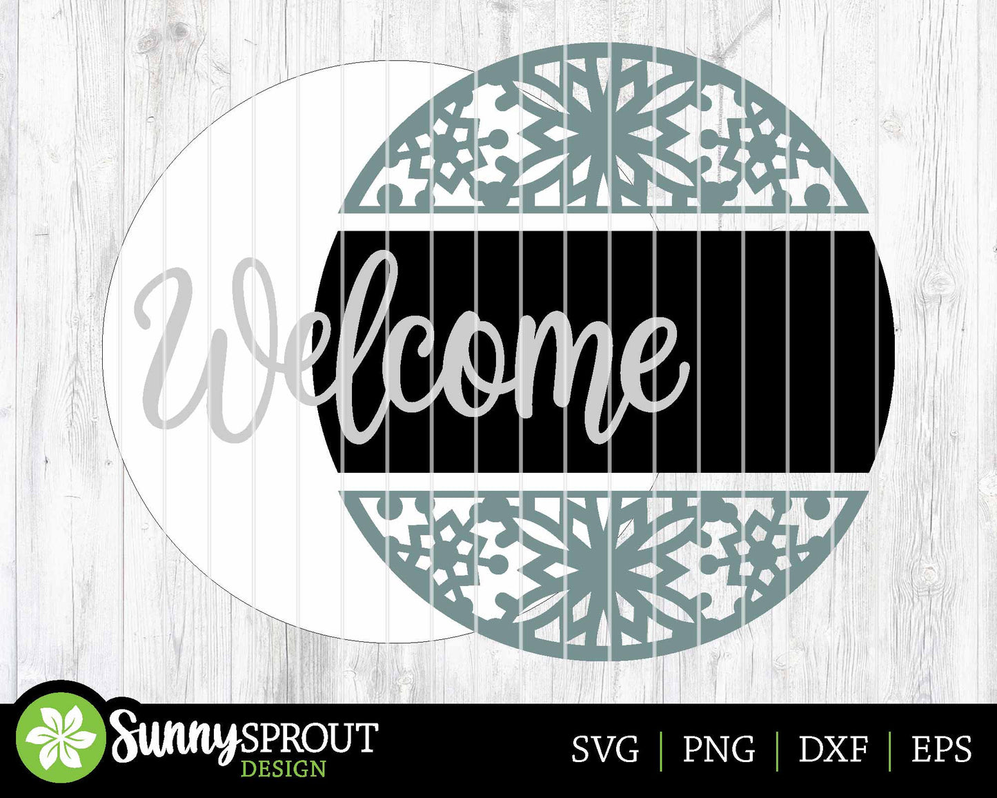 Welcome Snowflake Pattern Sign, Round door hanger svg, Glowforge laser file, Cricut, Winter door decor, Christmas sign svg