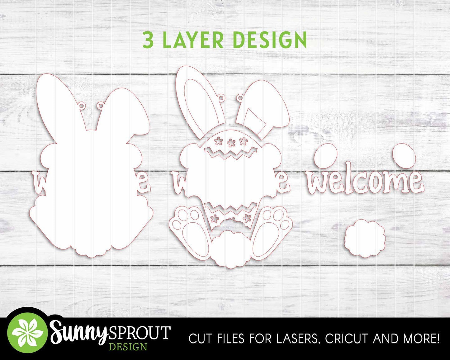 Easter Bunny & Egg Welcome Sign, Digital download, SVG Laser cut file, Cricut, Door hanger design, Spring Easter decor
