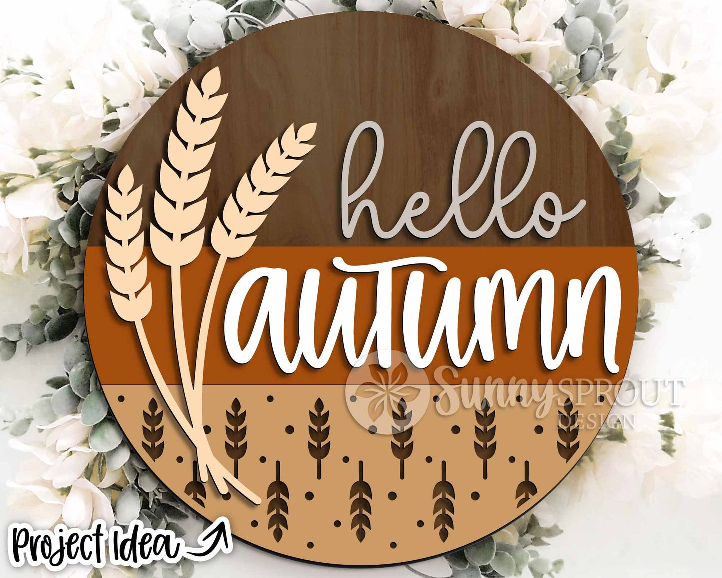 Fall Laser Sign Bundle 4, Round door hanger, Glowforge laser file, Cricut, Autumn welcome sign svg, Hello Fall pumpkin svg
