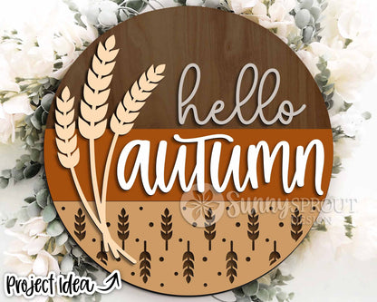 Fall Laser Sign Bundle 4, Round door hanger, Glowforge laser file, Cricut, Autumn welcome sign svg, Hello Fall pumpkin svg