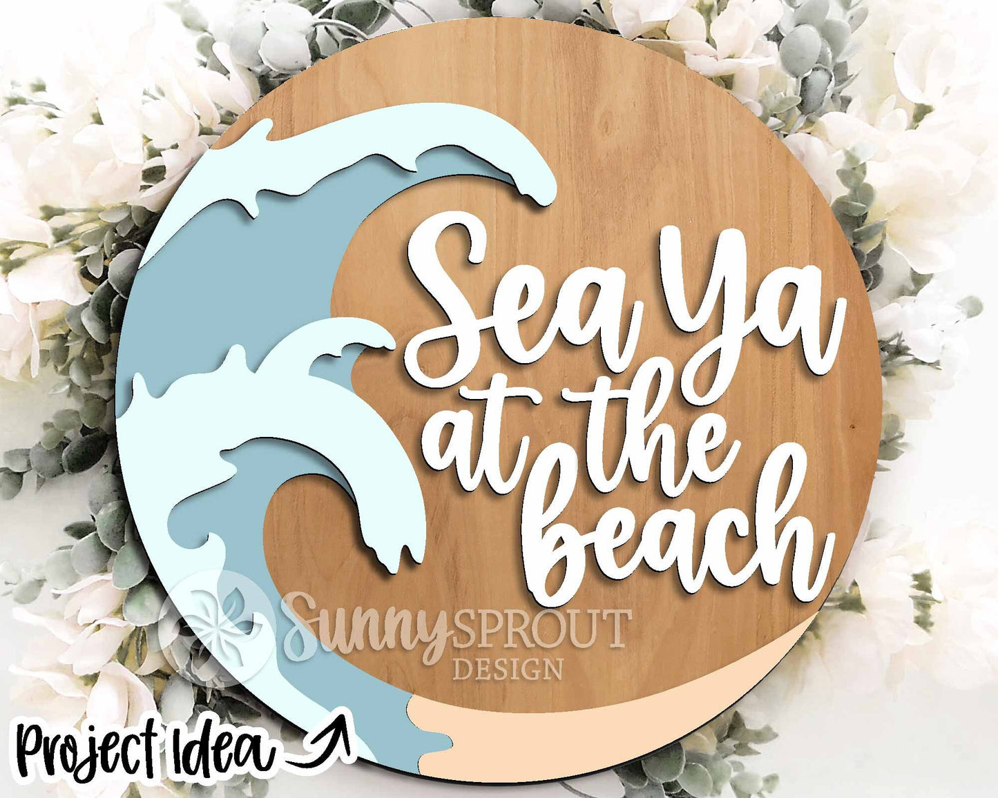 Beach Theme Sign Bundle 3, Round door hanger svg, Glowforge laser file, Cricut, Front door welcome sign, Ocean decor svg