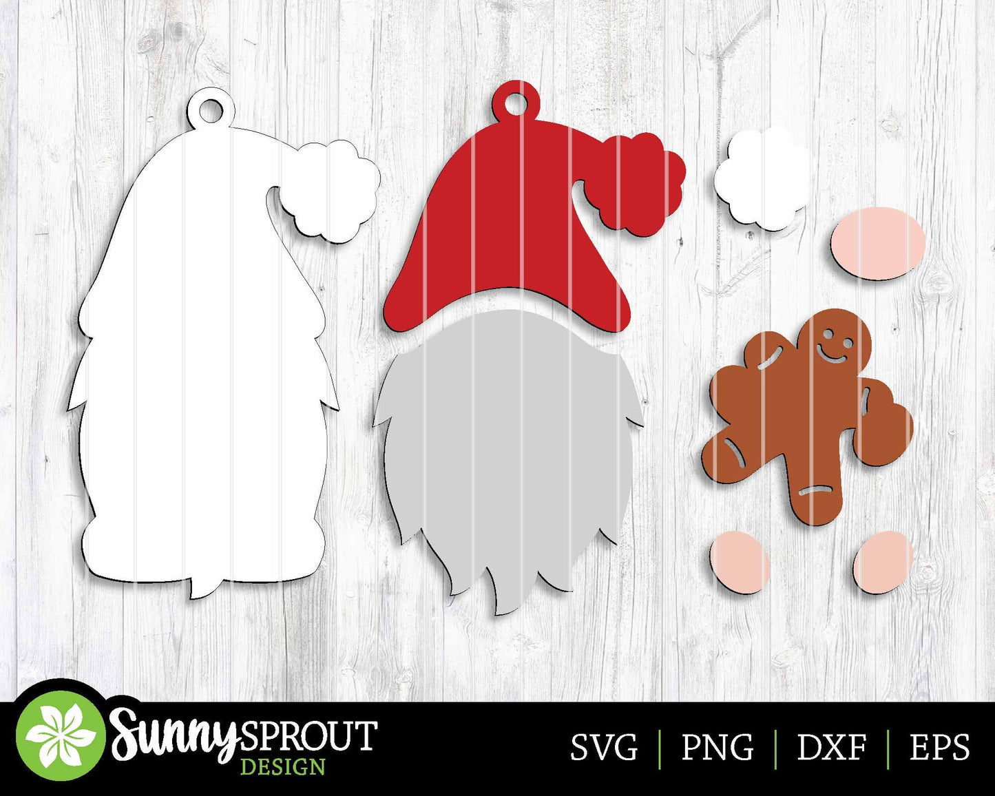 Christmas Santa Gnome Ornament Bundle, Digital download, SVG laser cut file, Cricut