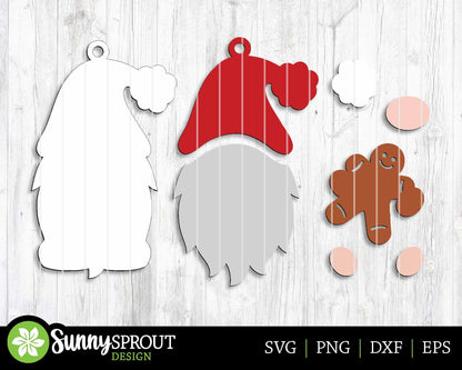 Christmas Santa Gnome Ornament Bundle, Digital download, SVG laser cut file, Cricut