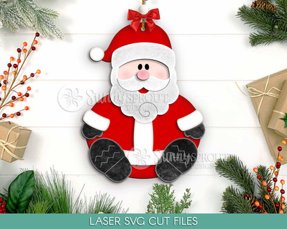 Sitting Santa Christmas Ornament, Digital download, SVG laser cut file, Cricut