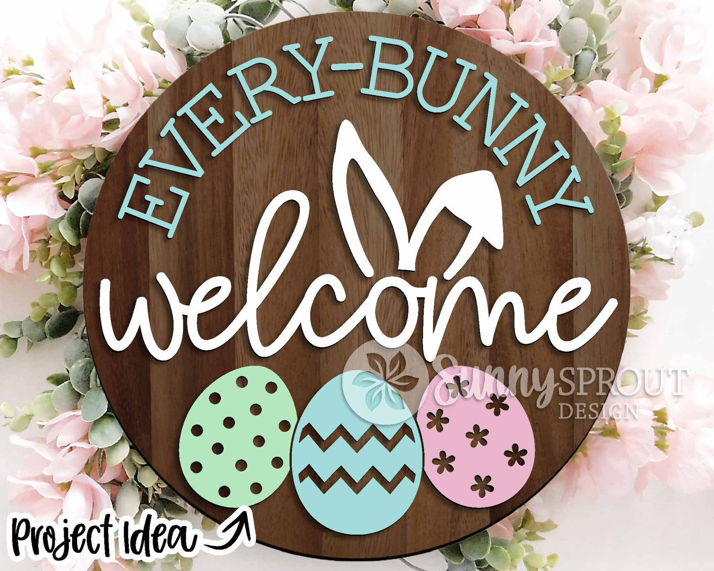 Easter Sign Bundle 1, Round door hanger svg, Glowforge laser file, Cricut cut file, Spring welcome sign svg, Easter bunny