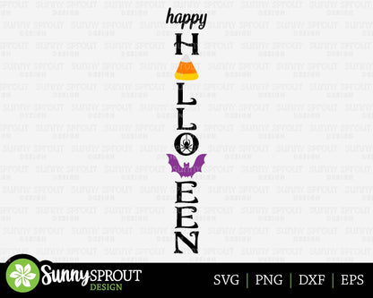Happy Halloween Porch Sign, Digital Download, Cricut SVG Cut File, Silhouette, Fall Front Door Leaner Design