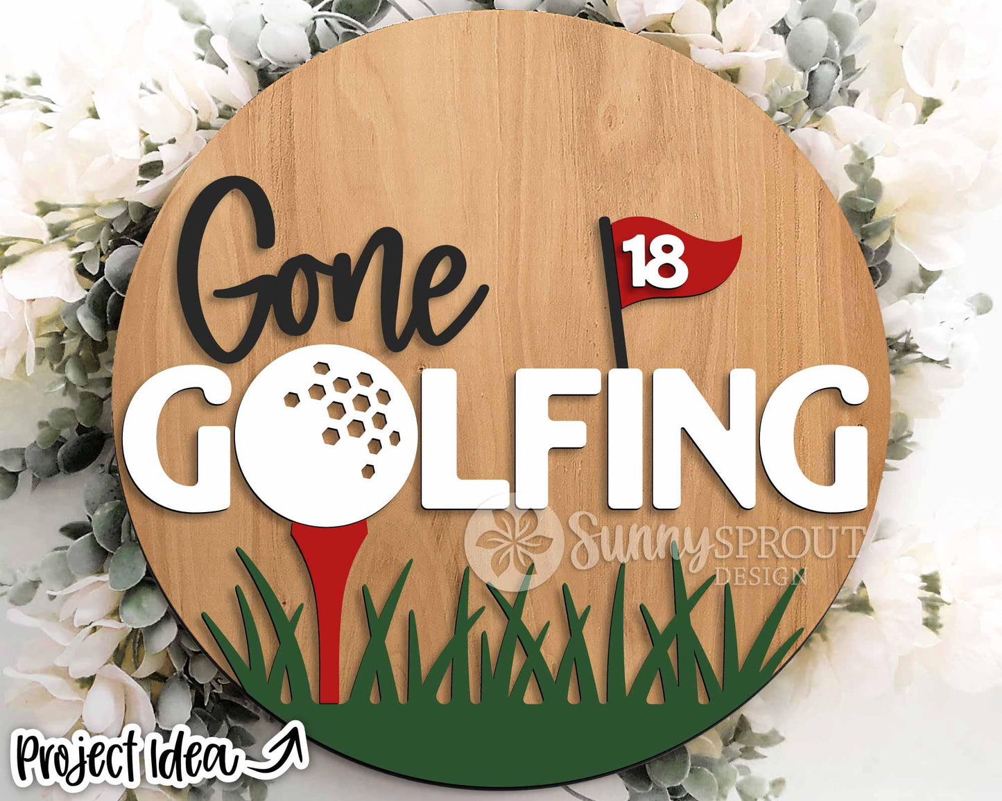 Gone Golfing Sign, Digital Download, SVG Laser Cut File, Cricut, Round Door Hanger Design, Sports Decor