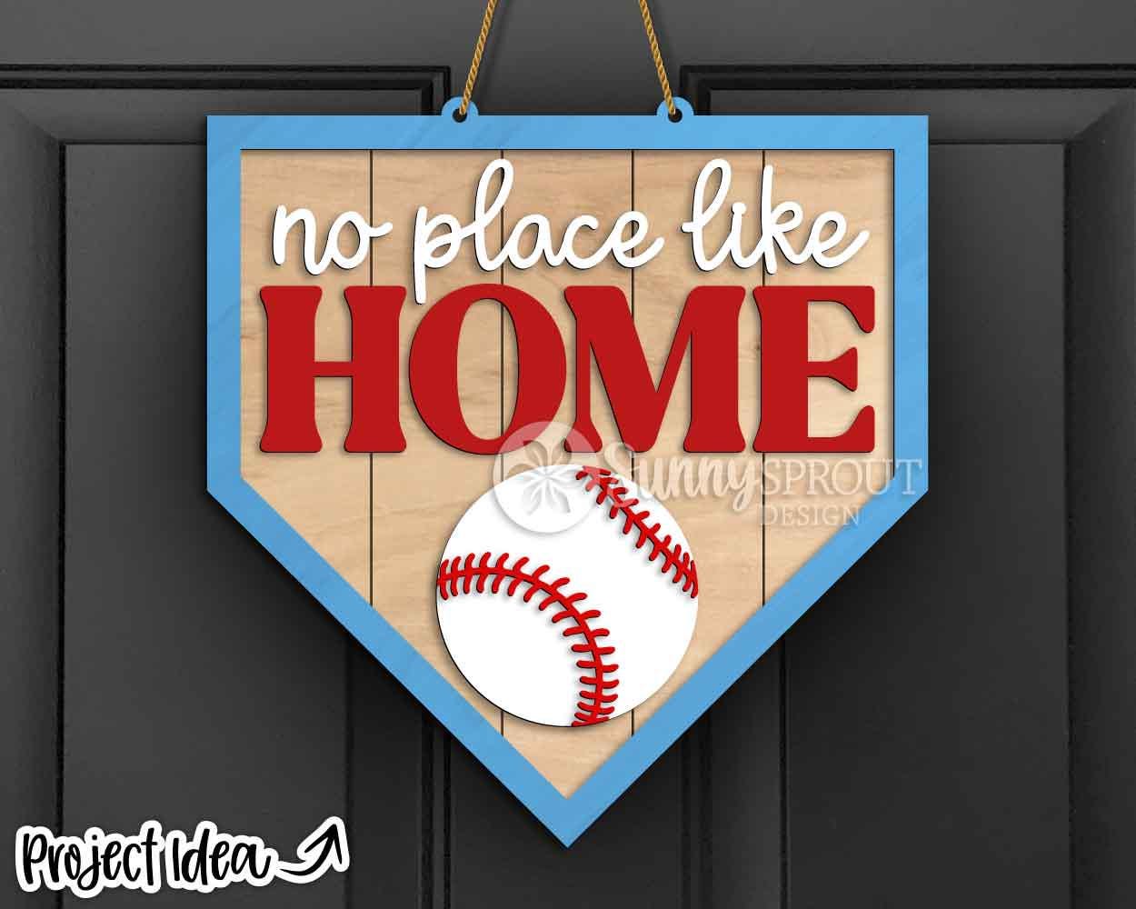 No Place Like Home Baseball Sign, Digital Download, SVG Laser Cut File, Cricut, Door Hanger Wall Art Design, Sports Decor