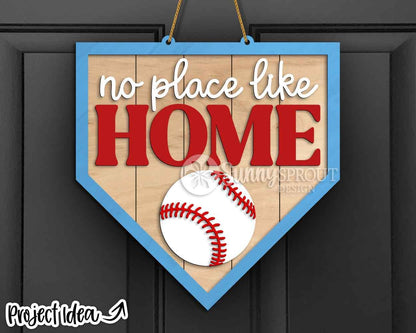 No Place Like Home Baseball Sign, Digital Download, SVG Laser Cut File, Cricut, Door Hanger Wall Art Design, Sports Decor