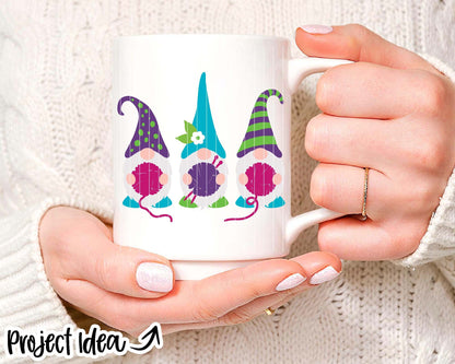Knitting Gnomes Holding Yarn SVG, Digital Download, Cricut Cut File, Silhouette, Knit, Crochet, Sewing Design