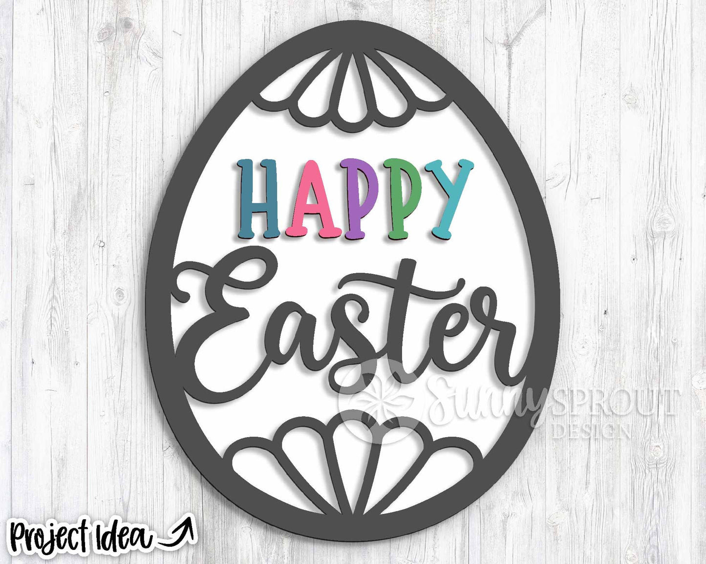 Happy Easter Egg Sign, Digital download, SVG Laser cut file, Cricut, Door hanger wall art design