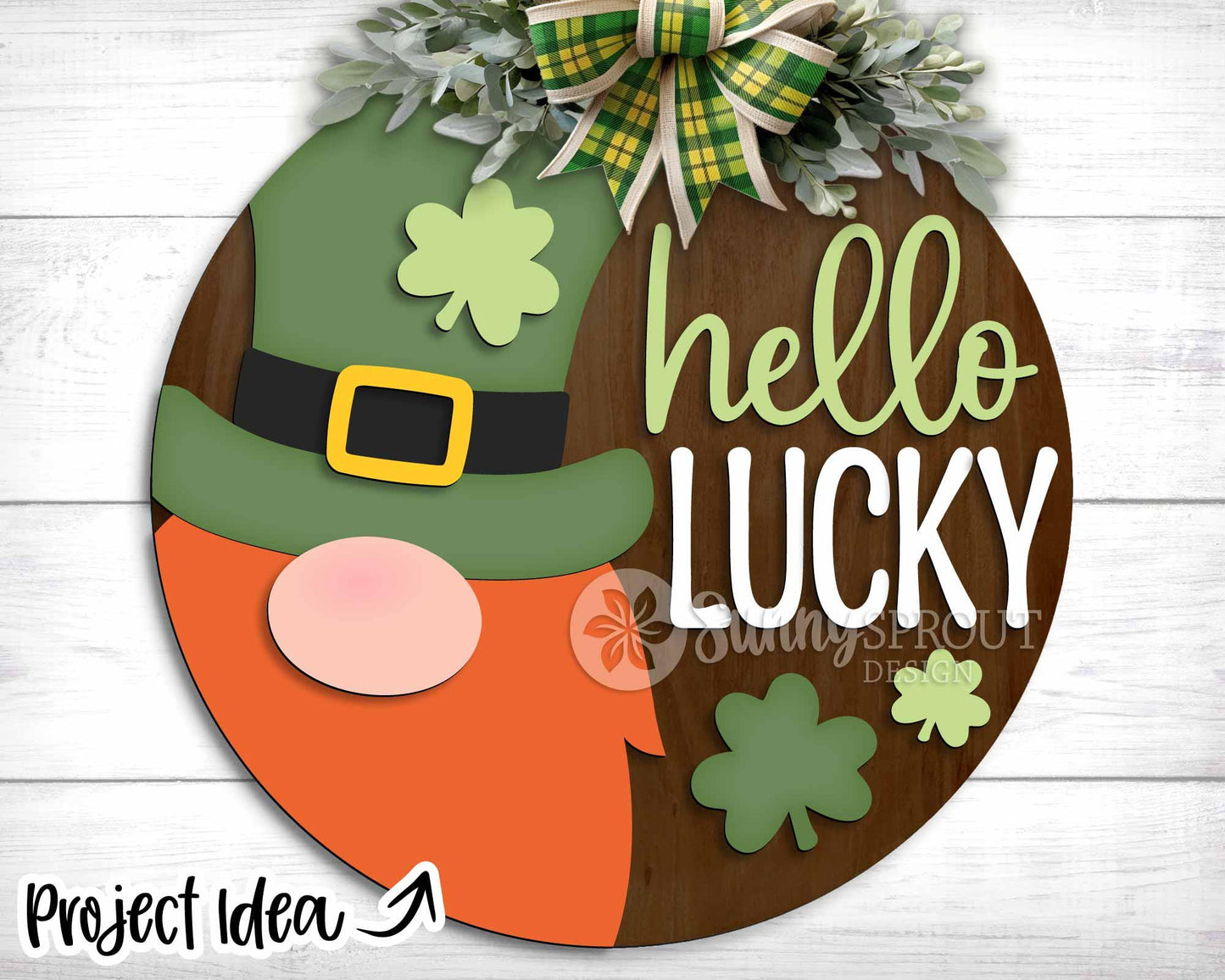 St. Patrick's Day Laser Sign Bundle 3, Round door hanger svg, Glowforge laser file, Cricut, Shamrock clover welcome sign