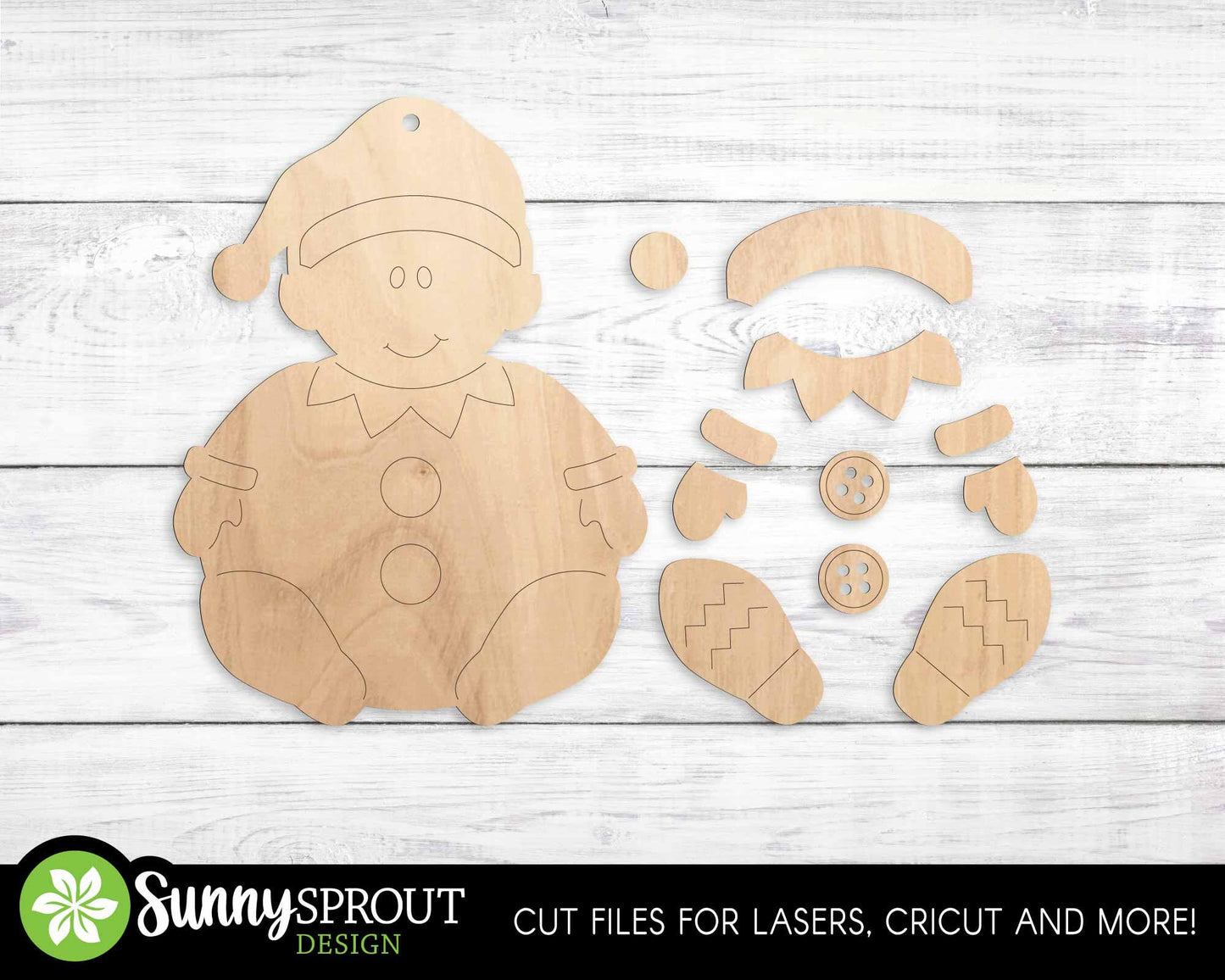 Sitting Santa's Elf Christmas Ornament, Digital download, SVG laser cut file, Cricut, Christmas design