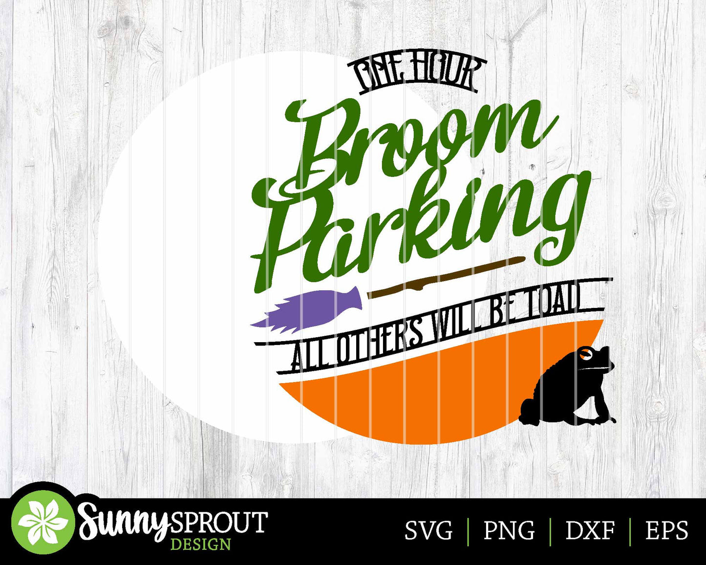 Broom Parking Witch Toad Sign, Digital Download, SVG Laser Cut File, Cricut, Round Halloween Door Hanger Design
