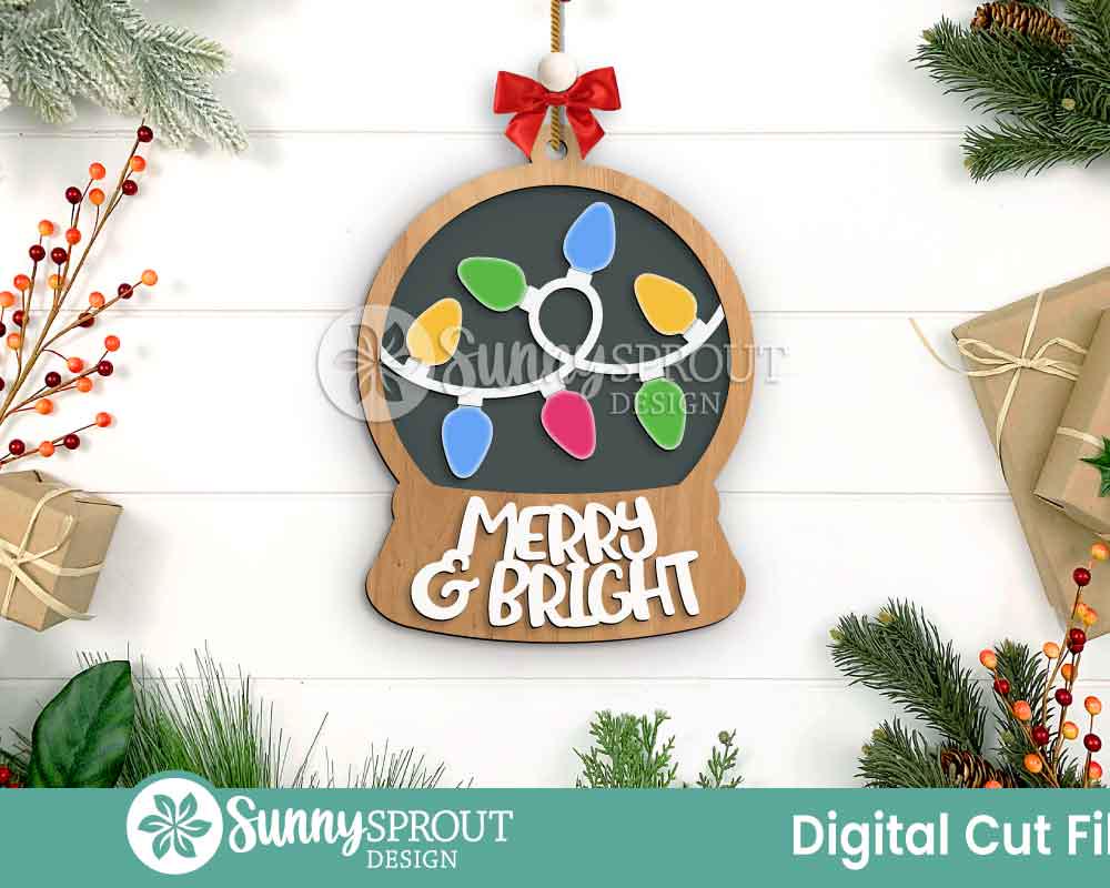 Snow Globe Christmas Ornament Bundle, Digital download, SVG laser cut file, Cricut