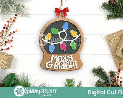 Snow Globe Christmas Ornament Bundle, Digital download, SVG laser cut file, Cricut