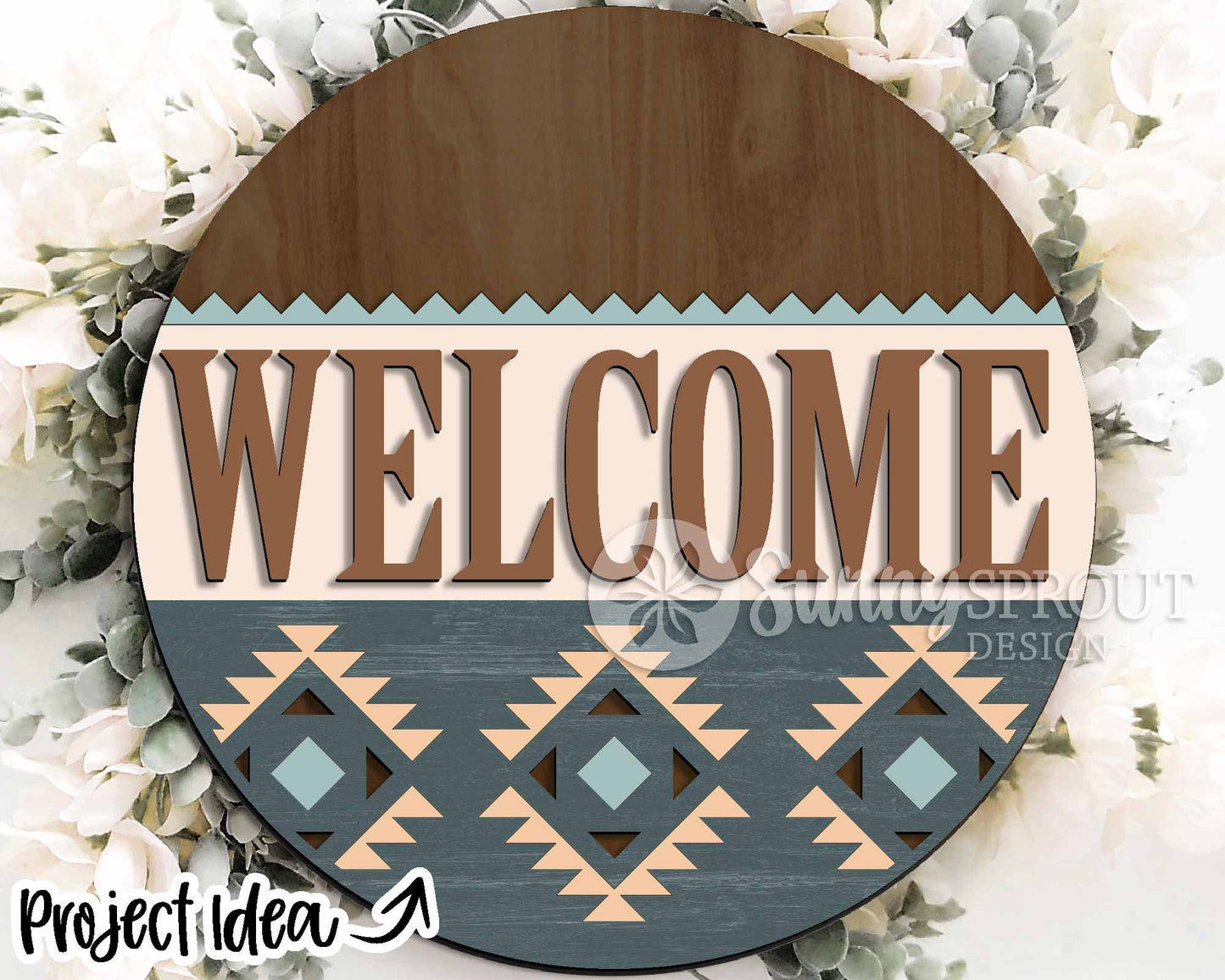 Southwestern Laser Sign Bundle, Round door hanger svg, Glowforge laser file, Cricut, Welcome sign svg, Aztec decor, Cowboy