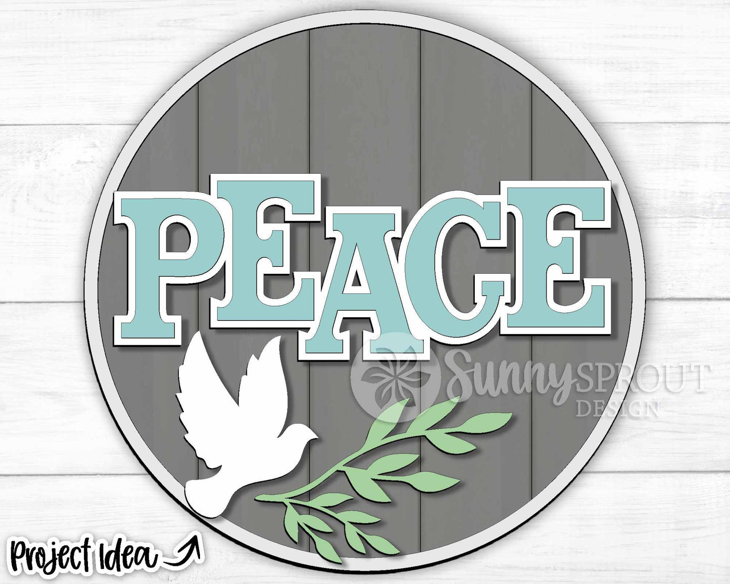 Peace Dove Branch Sign, Digital Download, SVG Laser Cut File, Cricut, Round Door Hanger Design, Christmas Decor
