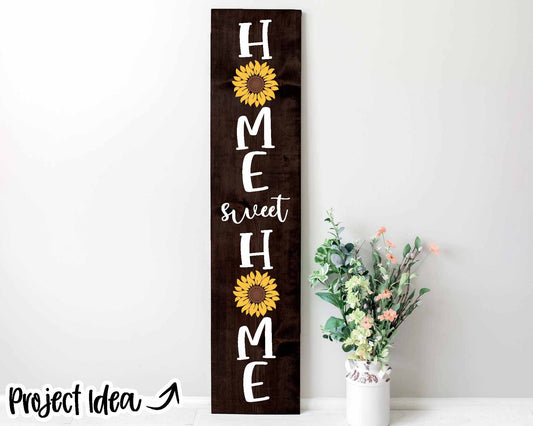 Home Sweet Home Sunflower Porch Sign, Cricut SVG cut file, Silhouette, Vertical front door decor, Welcome sign design