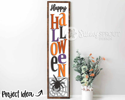 Happy Halloween Spiderweb Sign, Digital download, SVG Laser Cut File, Cricut, Fall vertical porch leaner design
