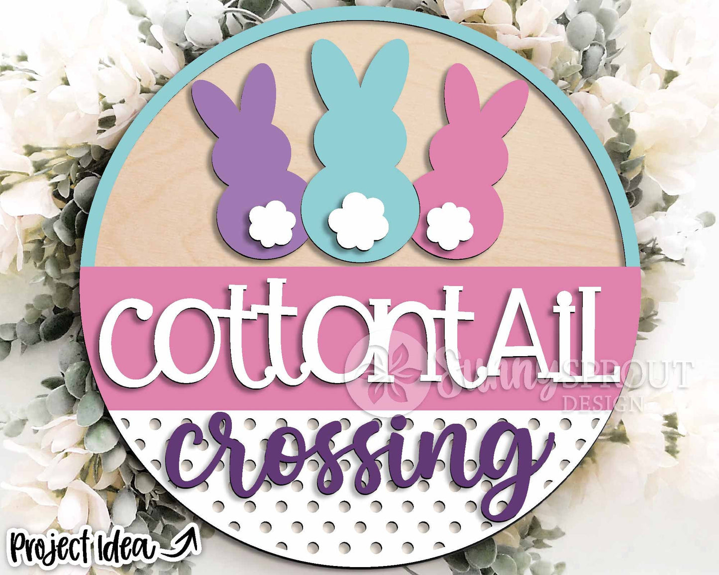 Cottontail Crossing Bunny Sign, Digital download, SVG Laser cut file, Cricut, Round door hanger design, Easter decor
