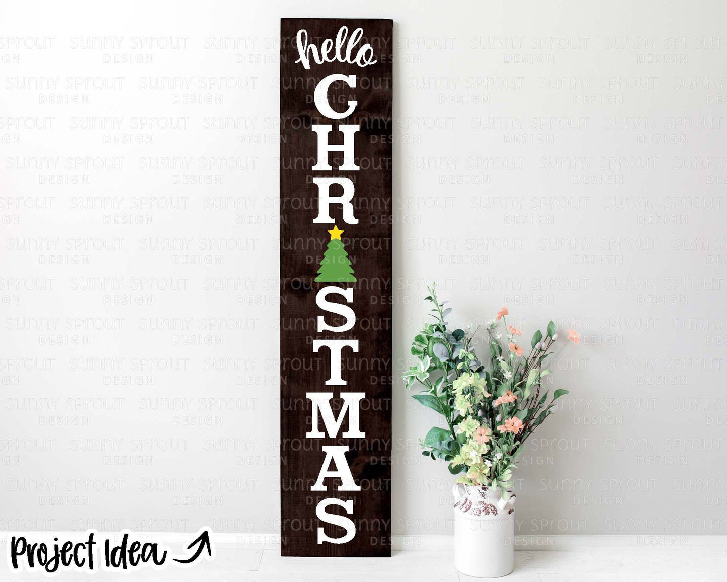 Hello Christmas Porch Sign, Digital download, Cricut SVG cut file, Silhouette, Holiday door leaner design