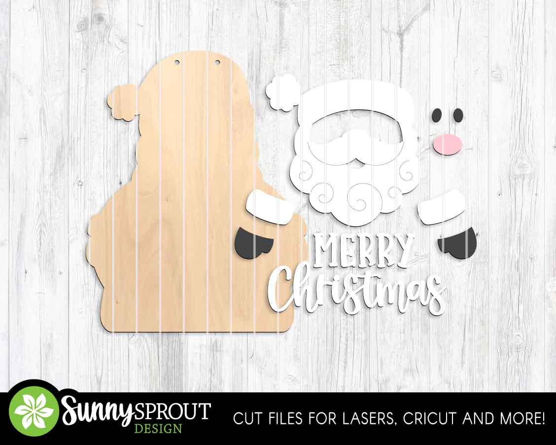 Merry Christmas Santa Sign, Digital Download, SVG Laser Cut File, Cricut, Door Hanger Design