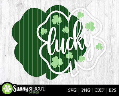 Lucky Shamrock Sign, Digital Download, SVG Laser Cut File, Cricut, Door Hanger Design, St. Patrick's Day Clover Decor
