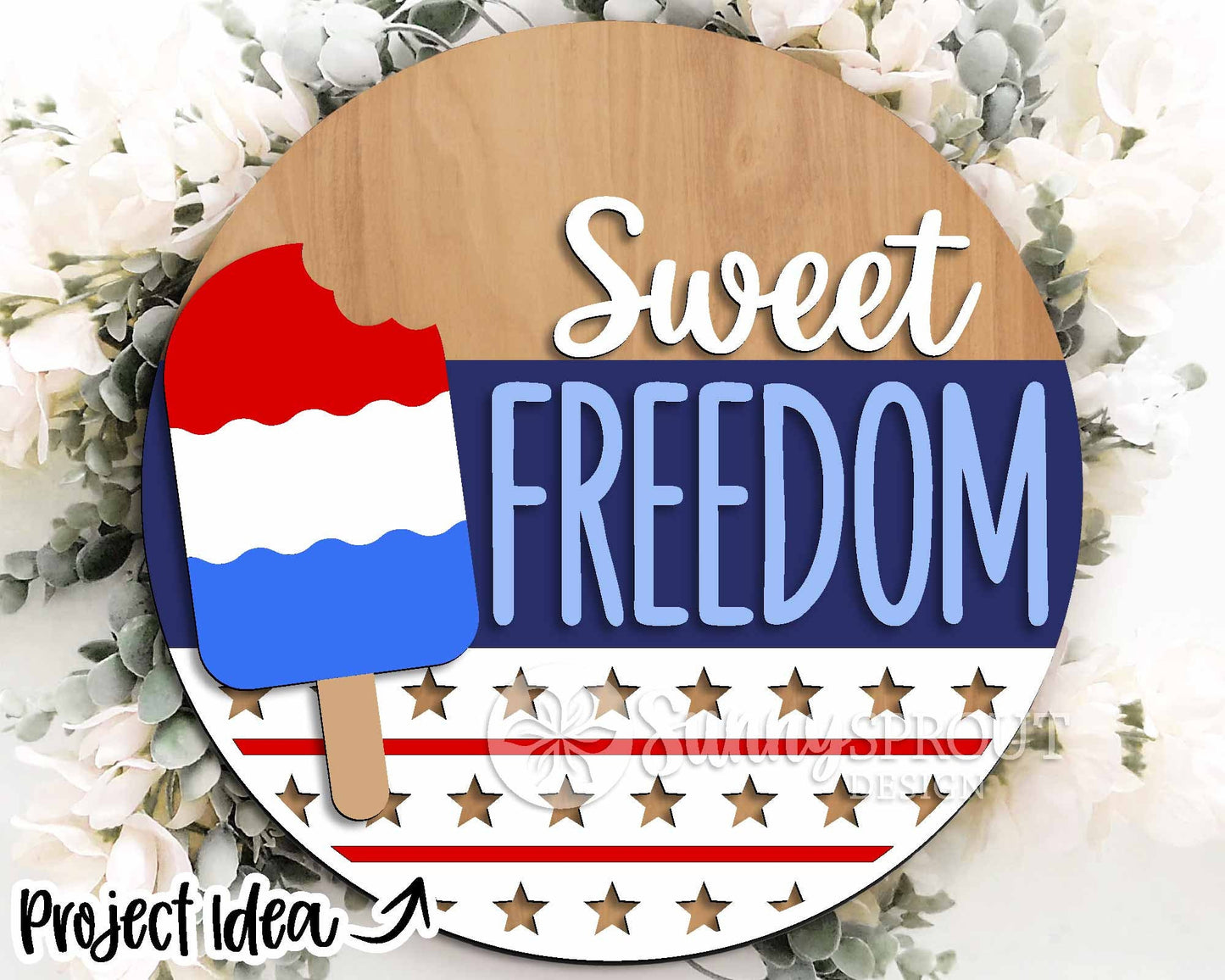 Patriotic Laser Sign Bundle, Round door hanger svg, Glowforge laser file, Cricut, Independence Day svg, 4th of July decor