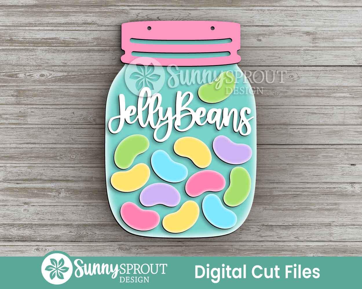 Jelly Bean Mason Jar Sign, Digital download, SVG Laser cut file, Cricut, Door hanger design, Spring Easter decor