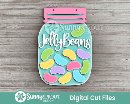 Jelly Bean Mason Jar Sign, Digital download, SVG Laser cut file, Cricut, Door hanger design, Spring Easter decor