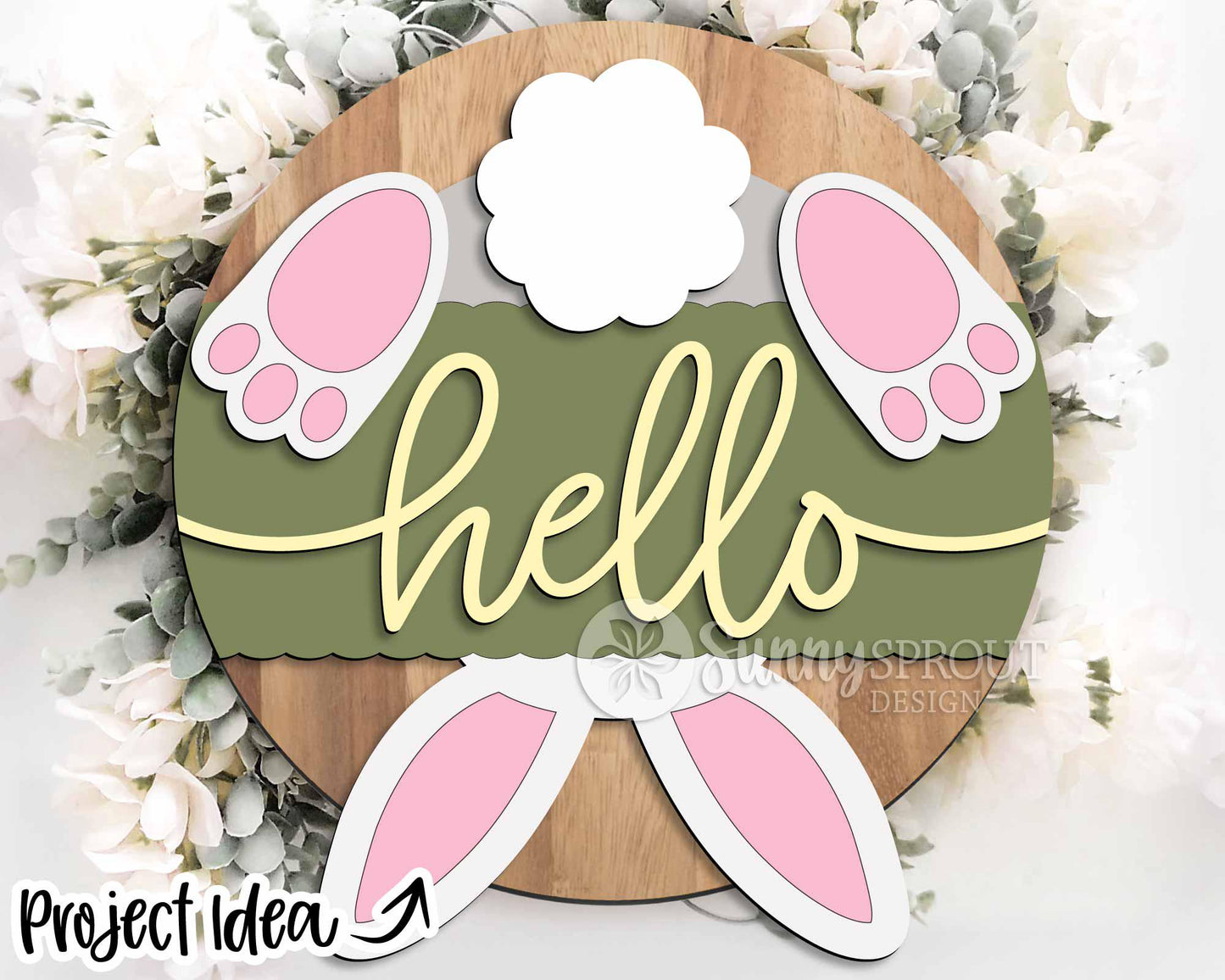 Easter Sign Bundle 5, Round door hanger svg, Glowforge laser file, Cricut cut file, Spring welcome sign svg, Easter bunny