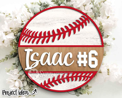 Softball Player Name Number Sign, Digital Download, SVG Laser Cut File, Cricut, Door Hanger Wall Art Design, Personalized Sports Decor