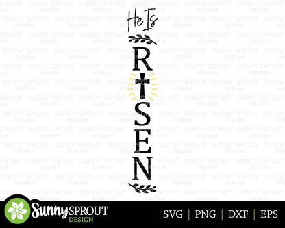 He Is Risen Cross Porch Sign, Digital download, SVG Cricut cut file, Silhouette, Christian Easter decor