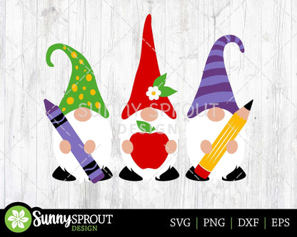 Three Gnomes Back to School SVG, Digital download, Cricut cut file, Silhouette, Classroom, Teacher design