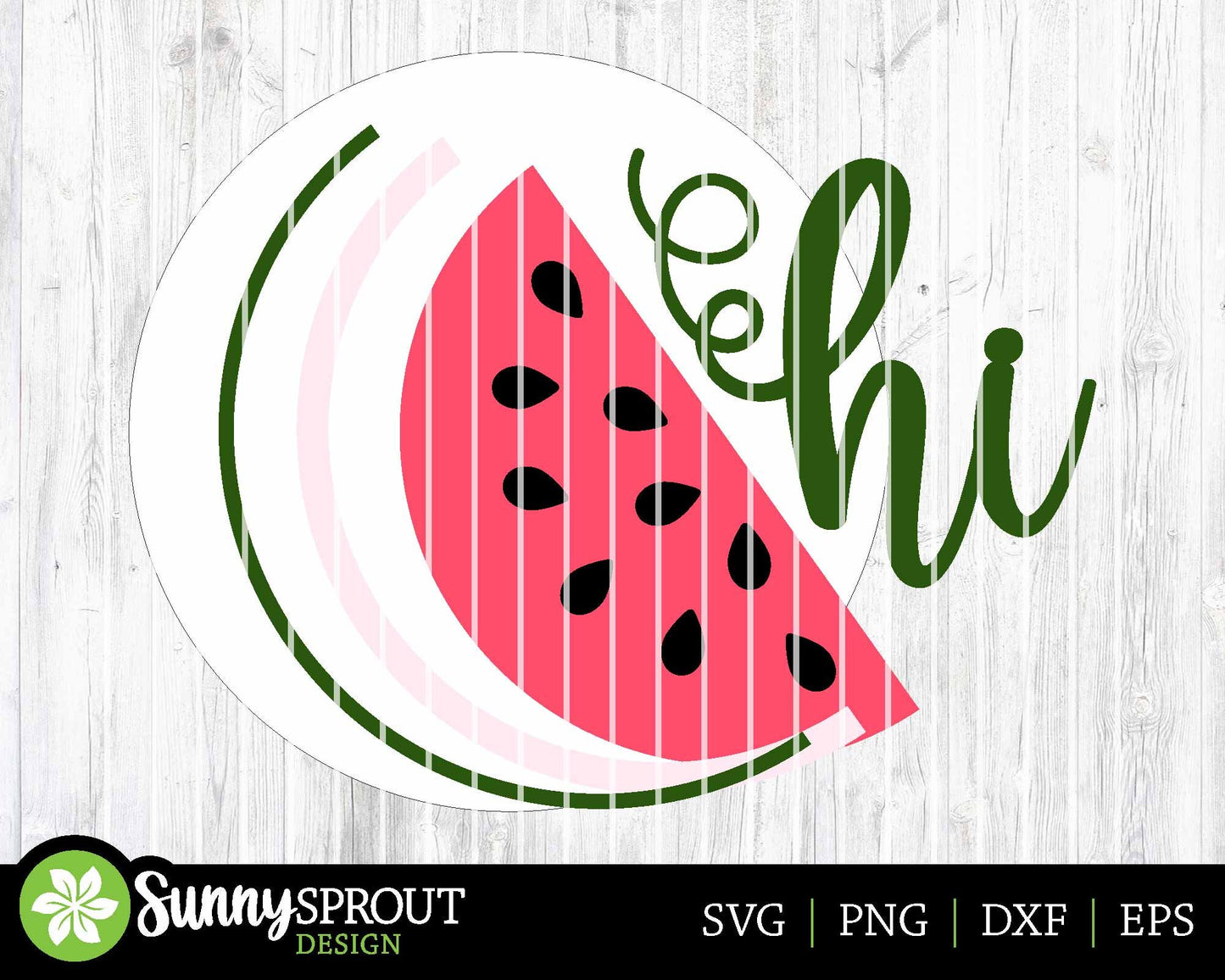 Hi Half Watermelon Sign, Digital Download, SVG Laser Cut File, Cricut, Summer Round Door Hanger Design