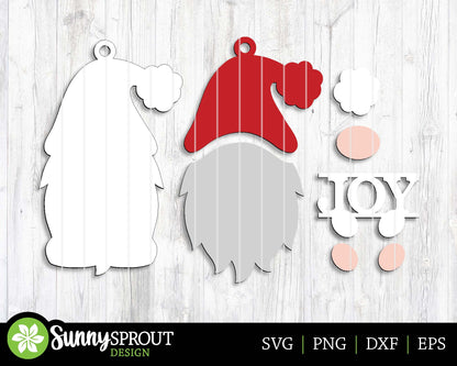 Peace Love Joy Santa Gnome Ornament Bundle, Digital download, SVG laser cut file, Cricut, Christmas design