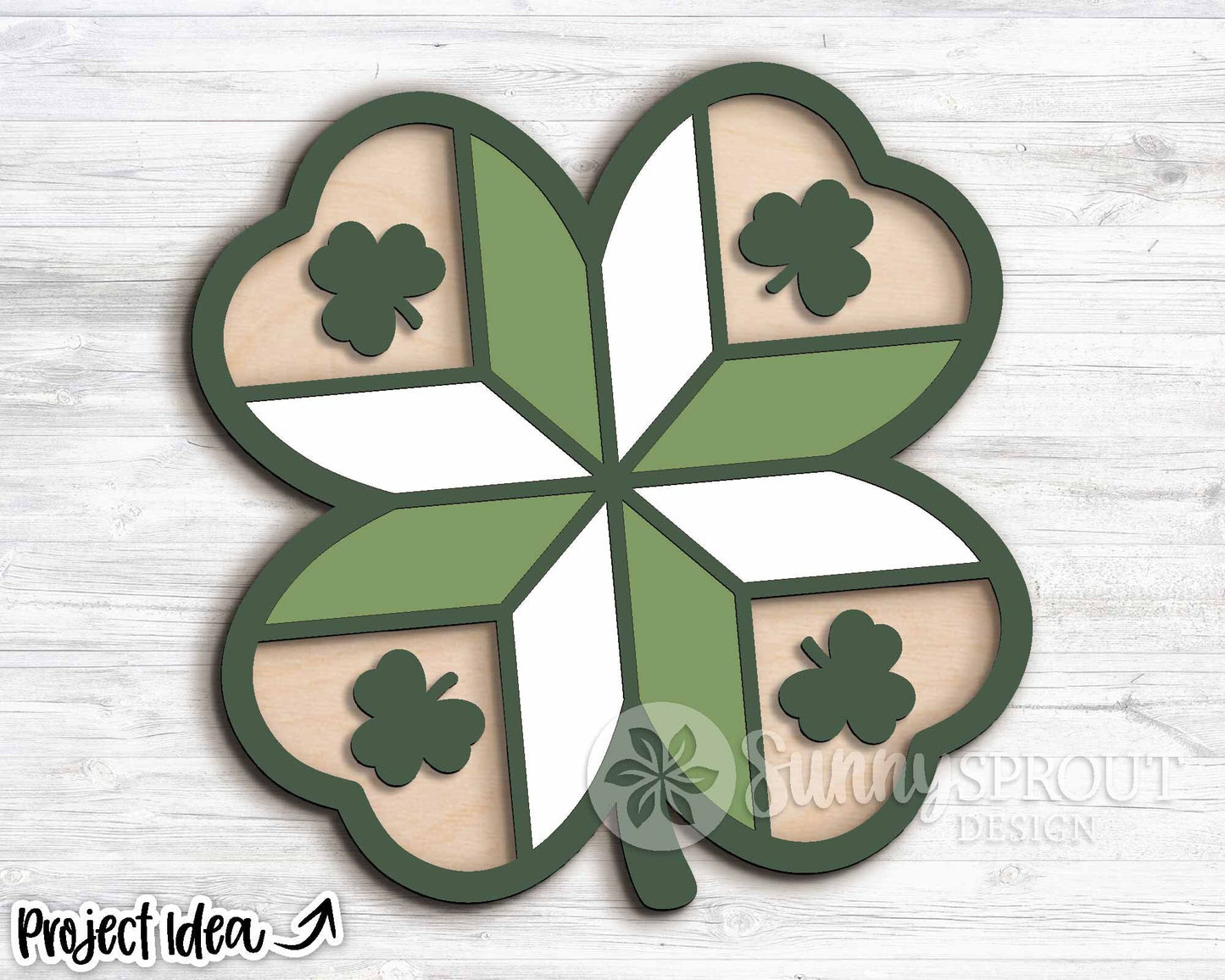 Barn Quilt Shamrock Sign, Digital Download, SVG Laser Cut File, Door Hanger Design, Farmhouse St. Patrick's Day Decor