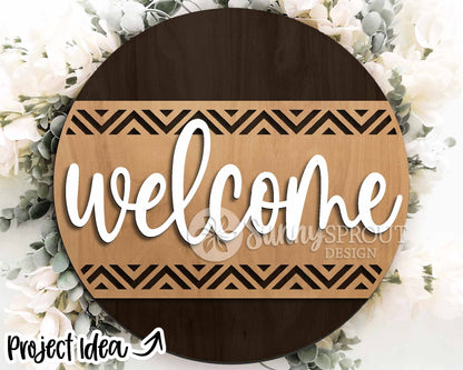 Geometric Laser Sign Bundle 2, Round door hanger svg, Glowforge laser file, Cricut, Front door welcome sign, Modern svg