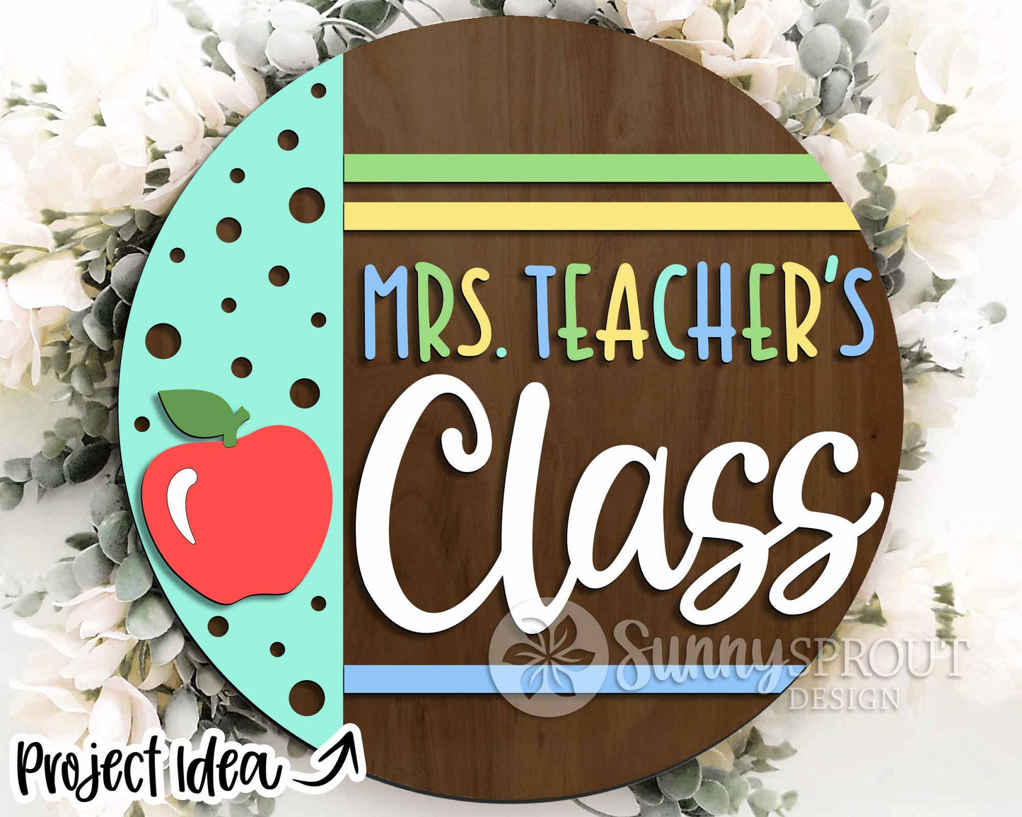 Classroom Sign Bundle, Round door hanger svg, Glowforge laser file, Cricut cut file, Door welcome sign, Teacher name sign