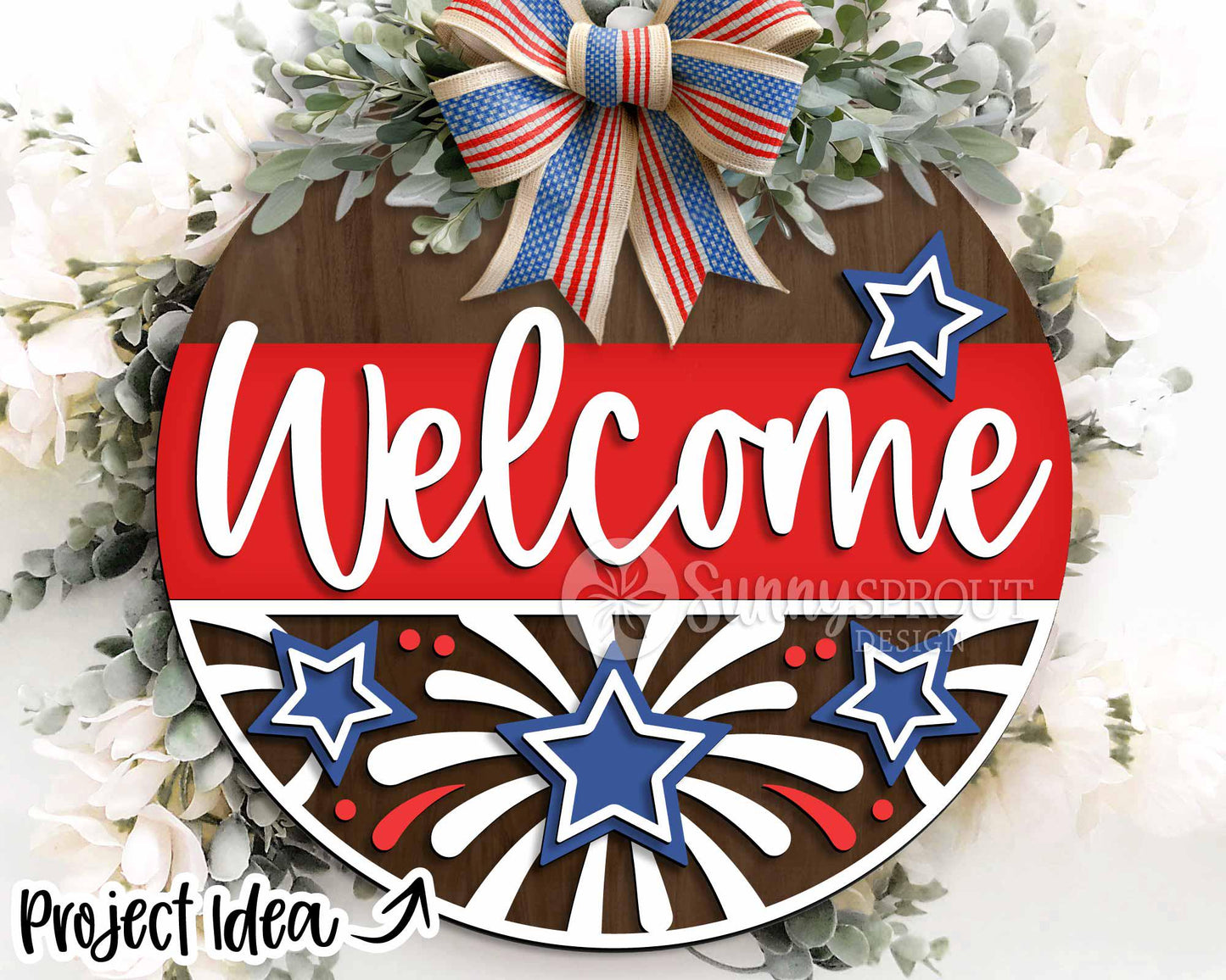 Patriotic Laser Sign Bundle 2, Round door hanger svg, Glowforge laser file, Cricut, Independence Day svg, 4th July decor
