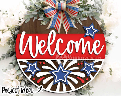 Patriotic Laser Sign Bundle 2, Round door hanger svg, Glowforge laser file, Cricut, Independence Day svg, 4th July decor