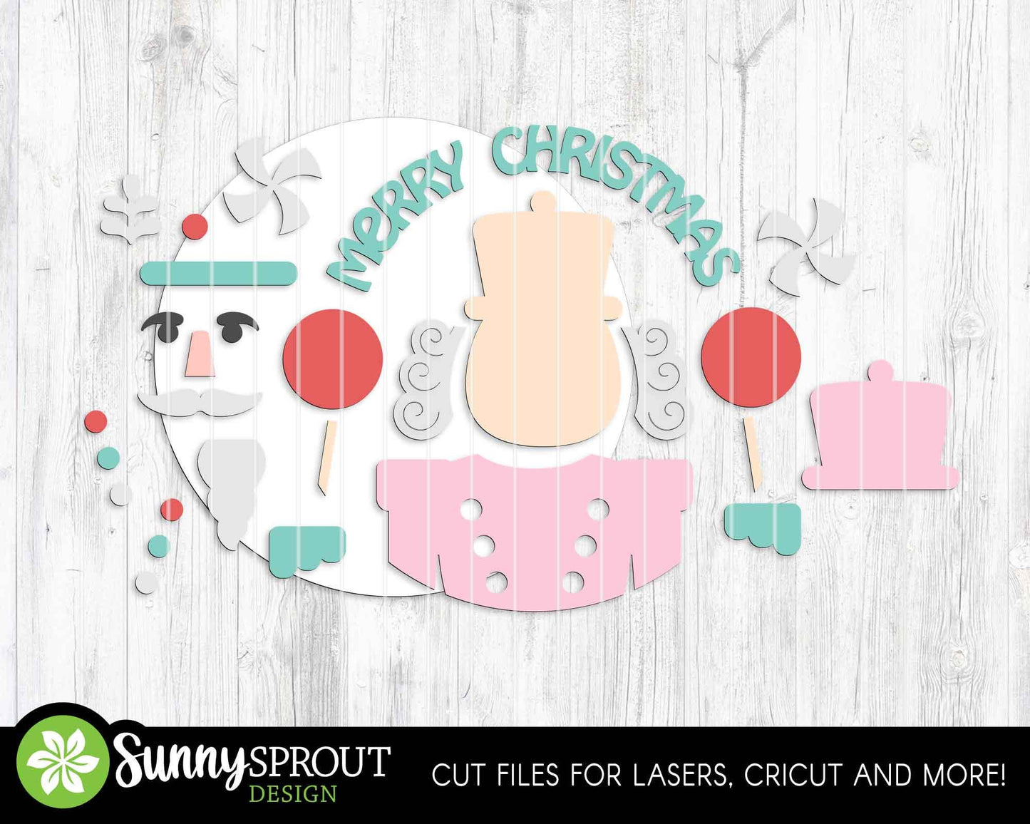 Merry Christmas Nutcracker Sign, Digital Download, SVG Laser Cut File, Cricut, Round Door Hanger Design