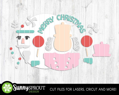 Merry Christmas Nutcracker Sign, Digital Download, SVG Laser Cut File, Cricut, Round Door Hanger Design
