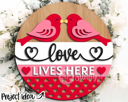 Valentine Laser Sign Bundle 2, Round door hanger, Glowforge laser file, Cricut, Heart welcome sign, Valentine's Day decor