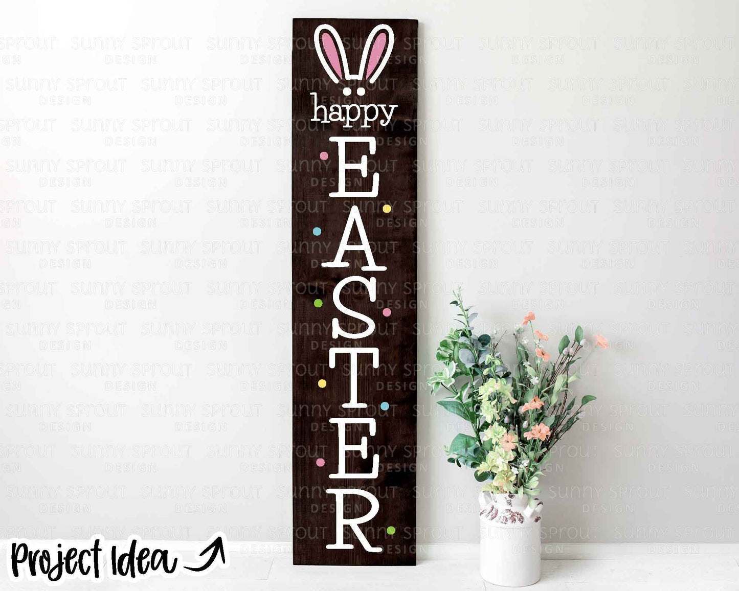 Happy Easter Bunny Ears Porch Sign, Digital download, SVG Cricut cut file, Silhouette, Front door leaner design
