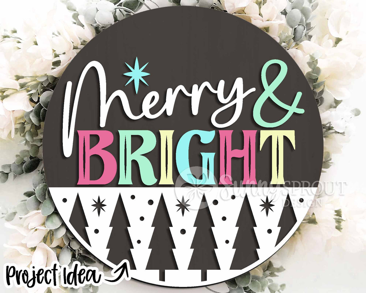 Christmas Laser Sign Bundle 2, Round door hanger, Glowforge laser file, Cricut, Holiday welcome svg, Christmas tree decor