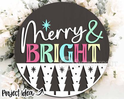Christmas Laser Sign Bundle 2, Round door hanger, Glowforge laser file, Cricut, Holiday welcome svg, Christmas tree decor